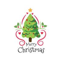 Christmas tree merry christmas text vector