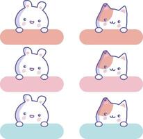 Button with cat and bear in kawaii style vector
