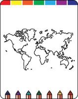 World map coloring page vector