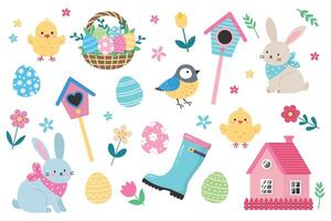 Set of simple Easter illustrations. illustration in flat style. vector