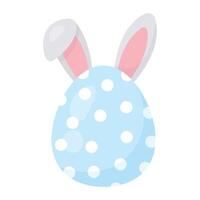 Easter egg with bunny ears. illustration in flat style. vector