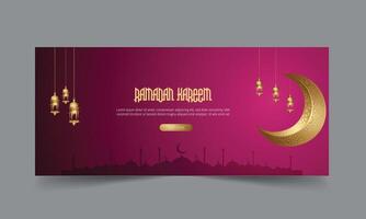 Ramadan timeline cover template, Ramadan Kareem Mubarak Template banner for social network vector