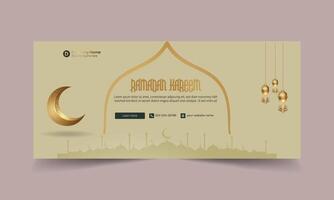Ramadan Kareem timeline cover template, Ramadan Kareem Mubarak Template banner for social network vector