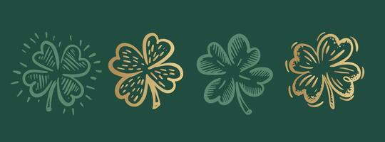 Green Clover set on green vector