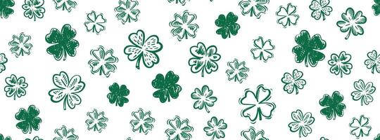 Clover pattern Saint Patricks Day, hand drawn illustrations. vector