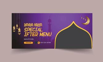 Cover template, Ramadan Kareem Mubarak Template banner for social network vector