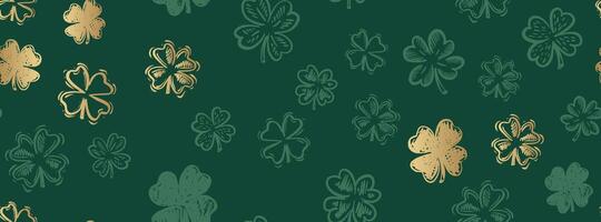 Saint Patricks Day, clovers pattern hand drawn illustrations. vector