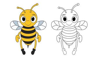 Back to School with Cartoon Bees Cute Coloring Pages for Kids to Enjoy Learning and Fun vector