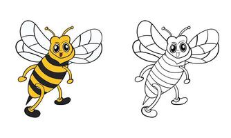 Cute and Creative Back-to-School Cartoon Bee Coloring Pages for Little Learners vector