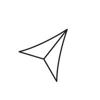 A black and white drawing of a paper airplane vector