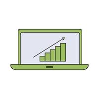 A laptop with a graph bar on it vector