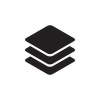 A black and white logo of a stack of three cubes vector