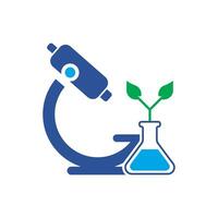 Microscope and plant in a glass tube icon vector