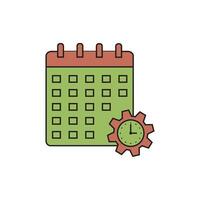A calendar and clock icon on a white background vector