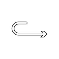 A black and white line drawing of a hook vector