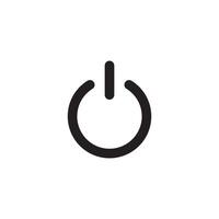 A black and white icon of a power button vector
