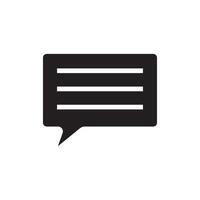 A black and white speech bubble icon on a white background vector