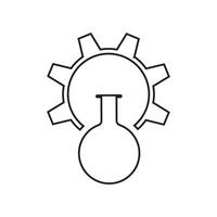 A black and white line drawing of a chemical flask vector