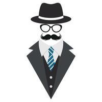 Illustration of a hipster man with a mustache and a hat vector