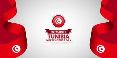 Tunisia flag for Independence day on white background with copyspace vector