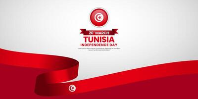 Tunisia independence day with 3d flag background template for banner, greeting card, flyer vector