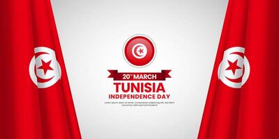 Tunisia independence day with 3d flag on white background template for banner, greeting card, flyer vector