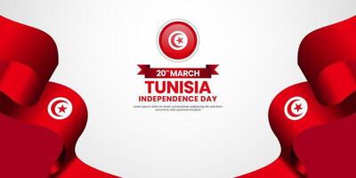 Tunisia flag with copyspace banner background template for Independence day vector