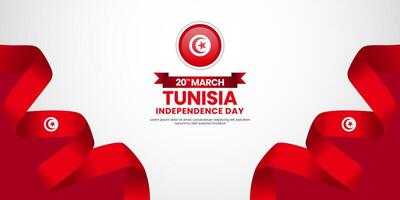 Tunisia national flag for Independence day on white background with copyspace vector