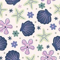 Summer Background Seashell Pattern Starfish vector
