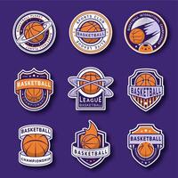 Basketball badges with various sports logo designs, bold typography and dynamic elements vector