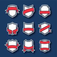Shield emblems with red ribbons in a classic heraldic style vector