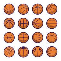 Basketball ball icons with various design styles and patterns vector