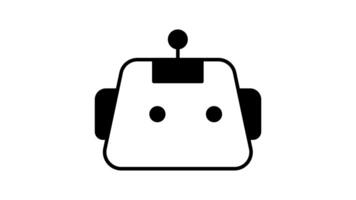 Technology of AI robot, animation footage looping, white background, glyph design style video
