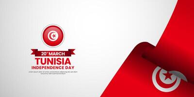 Tunisia independence day with 3d flag on white background for banner, greeting card, flyer vector