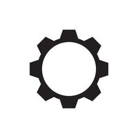 A black and white gearwheel icon on a white background vector