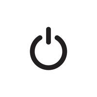 A black and white icon of a power button vector