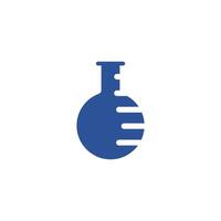 A blue and white lab flask icon vector