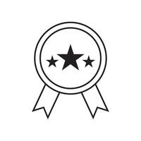 A black and white icon of a star and ribbon vector