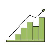 A graph chart with an arrow going up vector