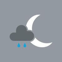 A crescent and a cloud with raindrops vector