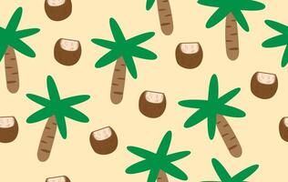 Summer pattern seamless fabric summer season. coconut tree and coconut pattern on yellow. Designed for background ,wallpaper ,summer pattern ,wrapping paper ,travel ,holiday ,weekend ,vacation ,trip vector