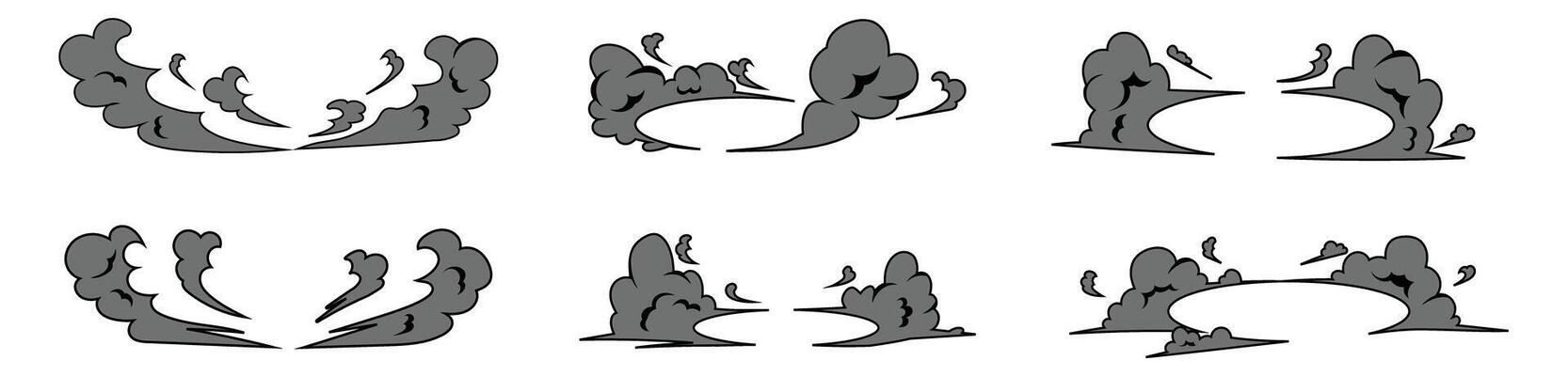 cartoon smoke effect poof blast war speed puff doodle hand drawing clouds, circle jump