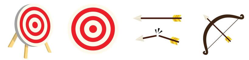 arrow bow and target icon bundle vector
