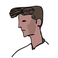 side view Portrait of a young man simple line illustration vector