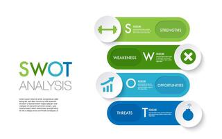 Infographic template for green swot analysis vector