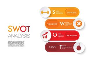 Infographic template for red swot analysis vector