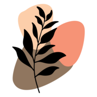 a leaf with a flower on it, with a background of abstract shapes png