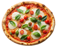 A pizza with mozzarella cheese and tomatoes png