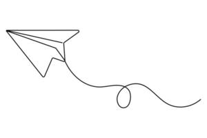 Continuous one line drawing of Paper plane Isolated on white background art illustration vector