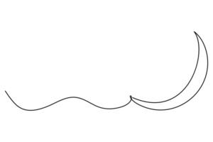 Continuous one line Crescent moon concept outline hand drawn symbol art illustration vector